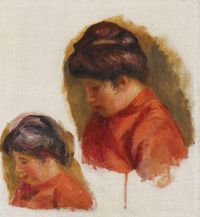 Double étude pour le tableau : Gabrielle en rouge by Pierre-Auguste Renoir contemporary artwork painting
