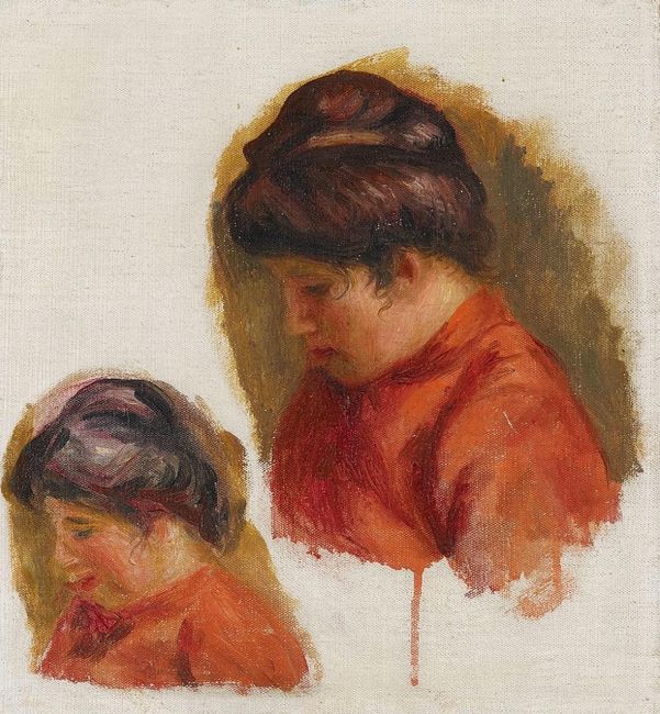Double étude pour le tableau : Gabrielle en rouge by Pierre-Auguste Renoir contemporary artwork