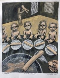 Wieners (sketch for 'Bringing Home Baby' series) by Violet Costello contemporary artwork painting, works on paper