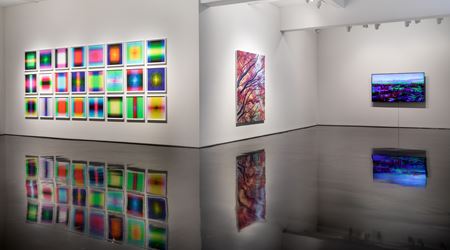 Exhibition view: Tim Maguire, Dice Abstracts, Tolarno Galleries (4 May–1 June 2019). Courtesy Tolarno Galleries, Melbourne.