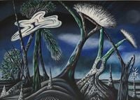 Weiße Baumkronen (Horizont 7) by Hartmut Neumann contemporary artwork painting