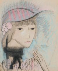Jeune femme au chapeau mauve by Marie Laurencin contemporary artwork painting