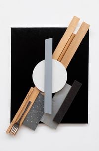 Untitled (Black Diagonal Konstruction with Fork) by John Nixon contemporary artwork mixed media
