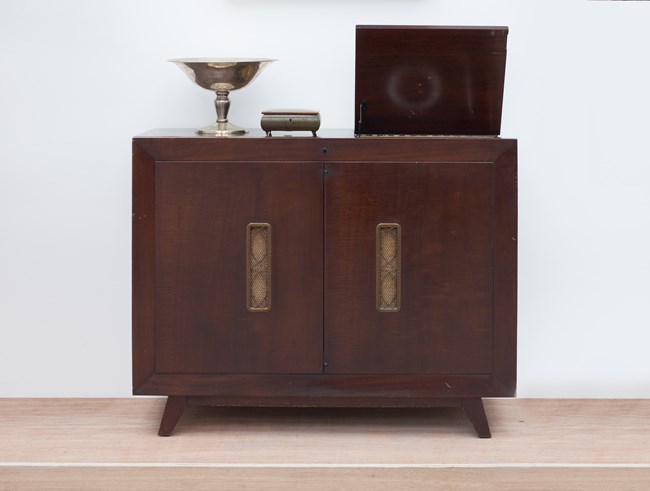 There are no ideas but in things (cabinet with turn table) by Norberto Roldan contemporary artwork