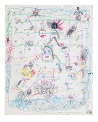 Anonymous, Untitled (date unknown). Coloured crayons and pencil on found paper. Courtesy Valletta Contemporary, Malta.
