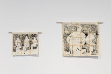 Exhibition view: Georgia Spain, Recent drawings on quilted paper, Tolarno Galleries, Melbourne (10 June–1 July 2023). Courtesy Tolarno Galleries. Photo: Andrew Curtis.