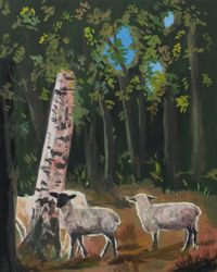 the fairie Queens Sheep in the woods by Karen Kilimnik contemporary artwork painting