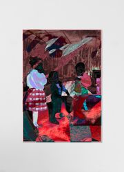 Amani Lewis, What we do best? we dance! (2021). Acrylic, pastel, glitter, screen print on canvas. 203.2 x 142.2 cm. Courtesy Salon 94. Photo: Dan Bradica.Image from:Art Basel Miami: Artists Who Stole the ShowRead Advisory PerspectiveFollow ArtistEnquire