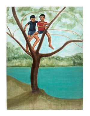 Two Boys in a Tree by Matthew Krishanu contemporary artwork painting
