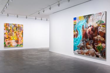 Exhibition view: Nigel Cooke, Pace Gallery, Hong Kong (23 November 2018–4 January 2019). Courtesy Pace Gallery.