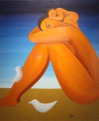 Mother and Child by Jung Kangja contemporary artwork painting