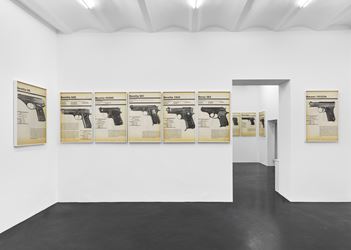 Exhibition view: Lutz Bacher, FIREARMS, Galerie Buchholz, Cologne (30 August–26 October 2019).  Courtesy Galerie Buchholz Berlin/Cologne/New York. 