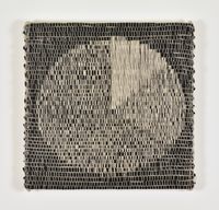 Composition for Pie Chart (15%, 20%, 65%) (White on Black) by Analia Saban contemporary artwork textile