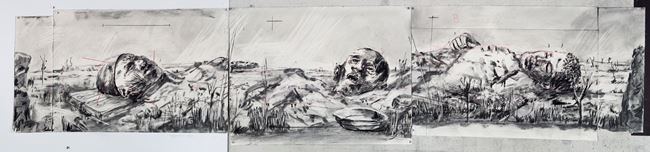 Drawing for The Head & the Load (Fallen Figures) by William Kentridge contemporary artwork