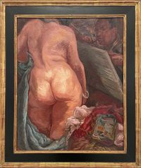 Selbstportrait mit Akt (Self portrait with nude) by George Grosz contemporary artwork painting