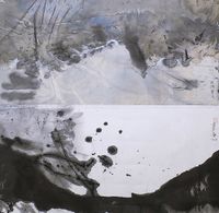 Full Moon at West Lake S027 西湖望月 S027 by Lan Zhenghui contemporary artwork works on paper