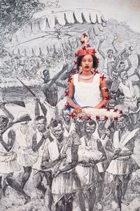Retour de la reine a wydah by Ishola Akpo contemporary artwork works on paper, photography, textile