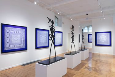 Exhibition view: Rachid Koraïchi, Celestial Blue, October Gallery, London (7 March–13 April 2024). Courtesy October Gallery.