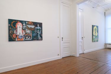 Exhibition view: Mounira Al Solh, Lovers, Nahawand and Saba. She Sang me Songs and I Didn't Mind, Zeno X Gallery, Antwerp South (30 November 2022–28 January 2023). Courtesy Zeno X Gallery.