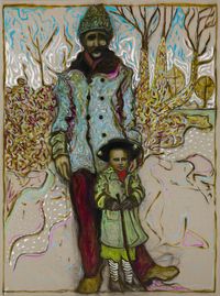 girl with stick by Billy Childish contemporary artwork painting