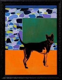 Black Dog by Pete Wheeler contemporary artwork painting, works on paper