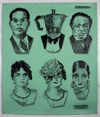 Six Heads Marseilles Martinique Josephine B. et al by William Kentridge contemporary artwork painting, works on paper, drawing