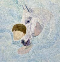 Snow Coat and Moon Horse by Tess Dumon contemporary artwork painting