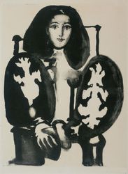 Pablo Picasso, Femme au fauteuil no 1 (d'aprés le rouge) (Le manteau polonais (1948).