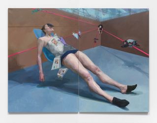 Deng Shiqing I'm tired (2021). Oil on canvas (diptych). 172.72 x 233.68 cm. Courtesy Simchowitz.