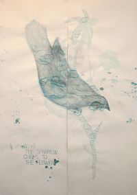 What the Sparrow Chirps to the Flower by Leila Mirzakhani contemporary artwork works on paper, drawing