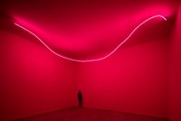 Ambiente spaziale con neon [Spatial Environment with Neon Light] by Lucio Fontana contemporary artwork sculpture, installation