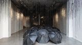 Contemporary art exhibition, Chiharu Shiota, Black Rain at Templon, Brussels, Belgium