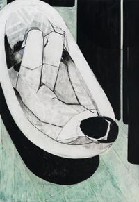 Tub / green floor by Iris Schomaker contemporary artwork painting