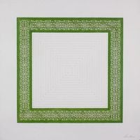 Flowers (Green and White Squares) by Anila Quayyum Agha contemporary artwork works on paper