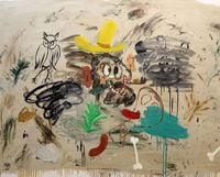 El pintor, el buho y un craneo. El paseo por las dunas by Matías Manuel Sánchez Martín contemporary artwork painting