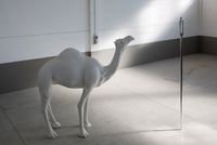 Camel (Albino) Contemplating Needle (Large) by John Baldessari contemporary artwork sculpture