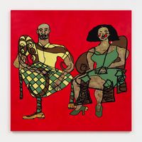 Leisure Couple in Yellow and Green by Tschabalala Self contemporary artwork painting, drawing