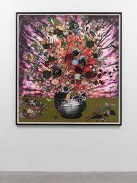 Bouquet in a Sculpted Vase Beside a Wreath of Flowers (Berlin) by Matthew Day Jackson contemporary artwork mixed media