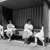 Mid morning at a bus stop in town. Boksburg 1979/80 (2_27650) by David Goldblatt contemporary artwork photography