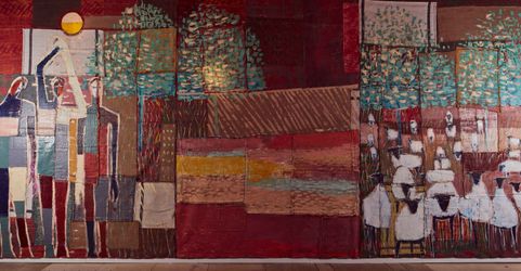 Exhibition view: Alimi Adewale, Terrestrial Tapestry, sketch, London (5 March–28 April 2024). Courtesy Pearl Lam Galleries.