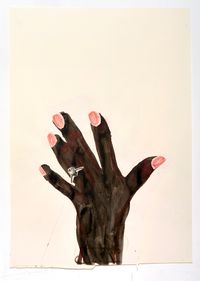 Black Hand and Diamond Ring by Rose Wylie contemporary artwork painting, works on paper
