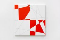 10 random red and white hybrid lines B (from n ° 75090 10 random lines, 1975) by François Morellet contemporary artwork painting