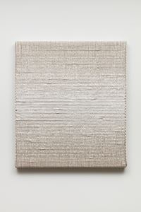 Woven Horizontal Reflected Linear Gradient as Weft (Center, White) by Analia Saban contemporary artwork mixed media
