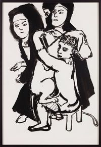 Girl and Dog with Nuns by Paula Rego contemporary artwork painting, works on paper