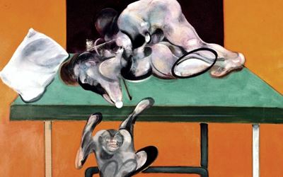 Francis Bacon, Two Figures with a Monkey (1973) (detail). Oil on canvas. 78 × 58 1/8 inches / 198 × 147.5 cm. © The Estate of Francis Bacon. All rights reserved, DACS/Artimage 2019. Photo: Prudence Cuming Associates Ltd