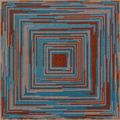 Recipientes - acumulação progressiva decrescente em azul, laranja e branco by José Patrício contemporary artwork 2
