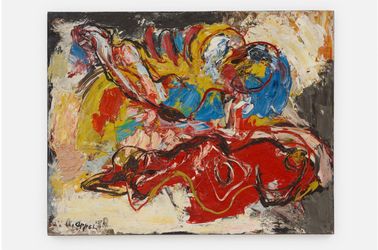 Karel Appel, Bataille d’animaux (1958). Oil on canvas. 146 x 116cm. Courtesy Galerie Maz Hetzler.