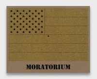 Moratorium (Gold Rainbow American Flag for Jasper in the Style of the Artist's Boyfriend) by Jonathan Horowitz contemporary artwork works on paper