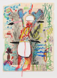 Chaine Humaine by Pélagie Gbaguidi contemporary artwork painting, works on paper