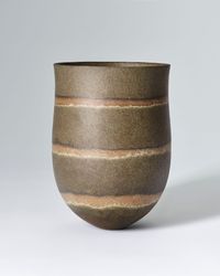 Olive, three haloed umber rings by Jennifer Lee contemporary artwork ceramics